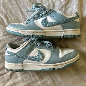 Nike 🦋 Blue Paisley Dunks - Blue and white sneakers
